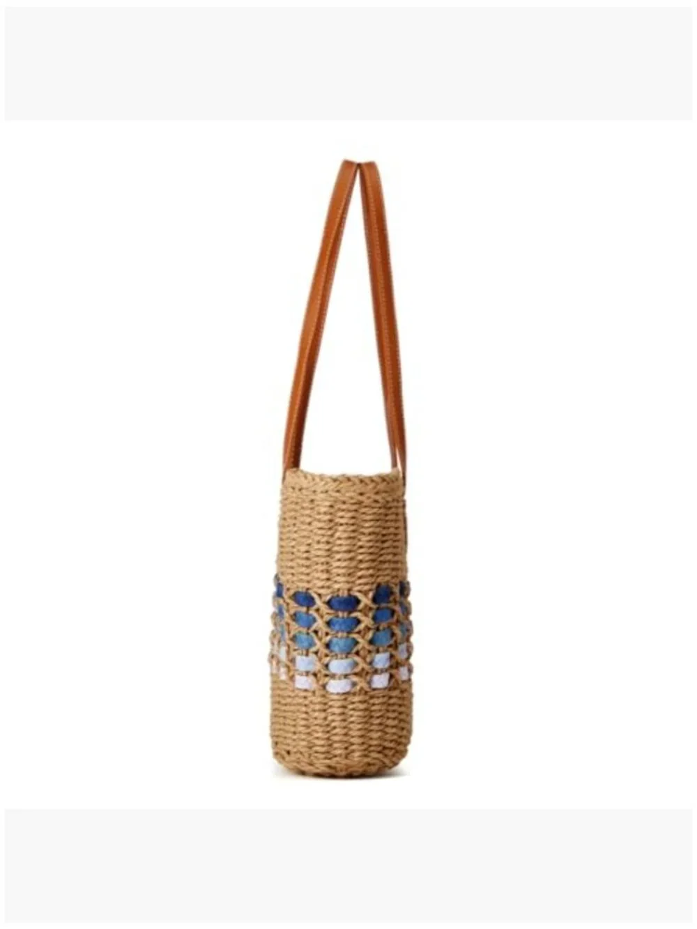 Straw Woven Tote Bag Shoulder Handbag Beach Vacation Travel Purse - Picture 4 of 7